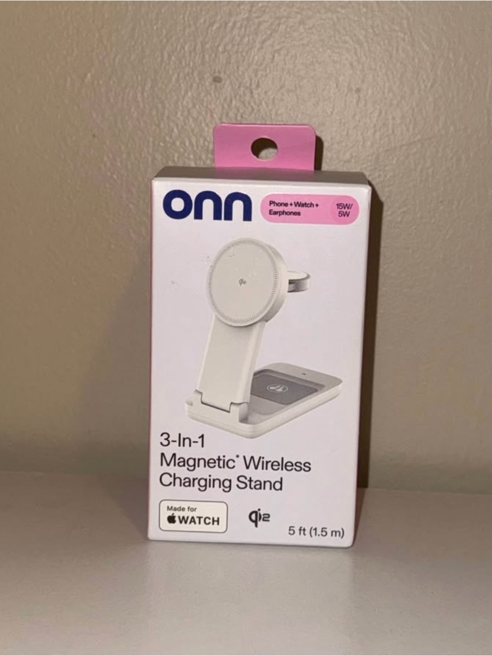 onn 3-in-1 Magnetic Wireless Charging Stand - White